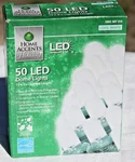 Home Accents 50 Ct Led Cool White Dome Green Wire X-mas, Party String Lights. Fixed Price $17.00.