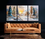 Winter Wall Art Canvas Print Snowy Trees Christmas Decor Sunset Nature. Fixed Price $169.00.