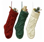 Green/red/white Cable Knit Christmas Stocking 14-18" Holiday Decoration Gift. Fixed Price $16.00.