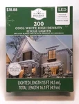 Holiday Time 200 Cool White High Density Icicle Lights Brand New. Fixed Price $18.00.