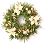 Amerzest Pre-lit Christmas Wreath With Lights, Pine Cones Gold 24, Green. Fixed Price $57.99.