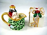 Avon Covered Sugar Bowl And Creamer St Nicholas Whimsical 2001 #F667661 Boxed. Fixed Price $16.26.