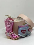 Kurt Adler Set Ornament Cowboy Boots& Shorts Pink Blue. Fixed Price $58.20.