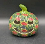 Polish Pottery Jack Lantern Pumpkin Candle Holder 5" Unikat Dalia Signed. Fixed Price $99.99.