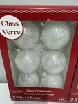 New 1 Box (6 Bulbs) Ashland Glass Christmas Ball Ornaments White Glitter 2.5 In. Fixed Price $7.99.