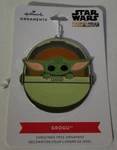 Hallmark Flat Metal & Enamel Grogu Christmas Tree Ornament, New Unopened. Fixed Price $10.00.