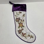 Sudha Purple White Beaded Flower Christmas Stocking. Fixed Price $54.90.