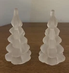 William Sonoma Frosted Glass Christmas Tree Taper Candle Holders. Fixed Price $16.00.