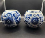 Set Of 2 Centrum Ceramic Blue & White Floral Votive Tea Light Candle Holder. Fixed Price $21.00.