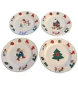 4 Vtg Kmart Welcome Winter Salad Plates Christmas Stoneware Farmhouse. Fixed Price $12.00.