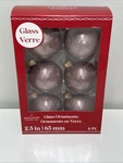 New 1 Box- 6 Bulbs Ashland Glass Christmas Ball Ornaments Rose Pink Glitter 2.5". Fixed Price $7.99.