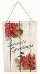 Wood Plaque "seasons Greetings" Christmas Wall Decor Holiday Door Sign. Fixed Price $9.99.
