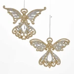 Kurt Adler Platinum And Silver Glitter Angel Acrylic Ornament Set T1925. Fixed Price $14.70.
