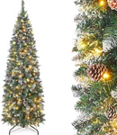 Pencil Christmas Tree 6 Foot Pre-lit Artificial With Flocked Snow. Fixed Price $158.99.