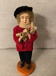 Vintage Christmas Caroler Figurine, Woman With Belk, Wooden Base 10". Fixed Price $17.90.