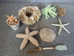Nautical Holiday Decor Lot 8 Coastal Beach Shell Star Fish Ornaments Beaded. Fixed Price $39.99.