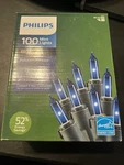 100PK Philips Blue Mini Lights Green Wire 24.7FT Indoor Outdoor Energy Save. Fixed Price $7.99.