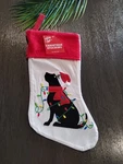 18" Large Black Dog Embroidered Christmas Stocking, Santa Holiday Style. Fixed Price $12.00.