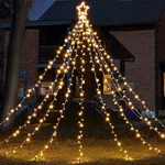 Yescom 12 Ft Waterfall Cone Tree Light With 362 Led Star 9 Strings Christmas. Fixed Price $24.99.