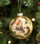 Gisela Graham Gold Robin And Holly Glass Bauble Christmas Tree Ornament Vtg Styl. Fixed Price $19.99.