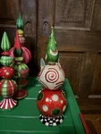 Mackenzie Childs Jolly Finial Red Green Capiz Holiday Christmas X-mas Bx Euc. Fixed Price $150.00.