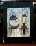 Merry And Bright Christmas Snowman Farmhouse Sign Block Shelf Sitter 3.5X4.5. Fixed Price $12.95.