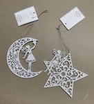 Gisela Graham London Christmas Ornaments Wooden Star And Moon Fairy Cutout Set. Fixed Price $15.21.