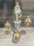 Glitter Decorated Blown Glass Christmas Holiday Santa Claus Oil Lamp Set Of 4. Fixed Price $98.95.