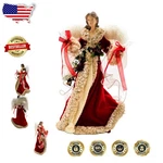 Stunning 16" Angel Treetop Kurt Adler - Classic Red Ivory Holiday Elegance. Fixed Price $122.85.