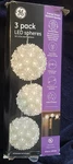 Ge 3 Pack Spheres 50 Leds In Each 5.5" Warm White Lights. Fixed Price $25.00.