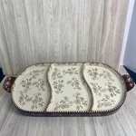 Temptations Floral Lace Divided Platter Brown. Fixed Price $32.00.