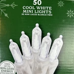 Clear Mini Christmas String Lights 50 Count Led Cool White Wire 10' Lit. Fixed Price $12.59.