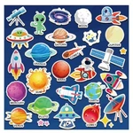 29PCS Thick Gel Space Window Clings Reusable Stickers Planets Rocket Moon Alien. Fixed Price $10.37.