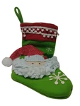 Holiday Time Christmas Stocking 3-D Santa Clause & Snowflakes 19" Long. Fixed Price $9.00.
