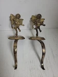 Vintage Brass Metal Angel Cherubs Christmas Stocking Holder Mantel Hook Set Of 2. Fixed Price $38.00.