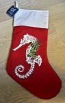 Christmas-c & F Home Applique Stocking-seahorse-nwt-coastal. Fixed Price $24.50.