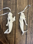 Set Of 2 Kurt Adler Mermaids Holding Shell White Christmas Ornaments. Fixed Price $12.99.
