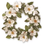 24 In. Spring Wreath With North Valley Spruce, Magnolia Flower Blooms, And Everg. Fixed Price $25.99.