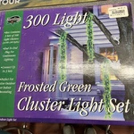 Cluster Lights Christmas Sterling 300 Green Frosted Outdoor. Fixed Price $25.00.