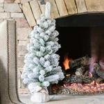 3' King Flock Artificial Christmas Tabletop Tree With 50 Warm White Led Lights. Fixed Price $140.00.