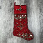 Kim Seybert Beautiful 18.5" Beaded Red Green Christmas Elegant Stocking. Fixed Price $40.49.