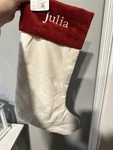 Nwt Pottery Barn Large Red And White Velvet Christmas Stocking Mono Julia. Fixed Price $13.74.