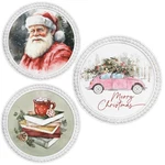 White Beaded Winter Fun Classic Christmas Wall Decor Santa Wreath Center. Fixed Price $40.00.