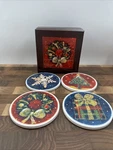 2005 Cypress Home Delux Christmas Wooden Box 4 Ceramic Coaster Set Original. Fixed Price $20.00.