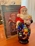 Traditions Large 18" Blown Glass Handpainted Santa Christmas Wood Base. Fixed Price $34.95.