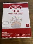 Holiday Time 100 Count Clear Mini Christmas Lights W/ White Wire, 24 Feet - SV1. Fixed Price $10.39.