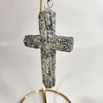 Blown Glass Glitter Cross Christmas Tree Ornament 3.5 Vintage Organic Shape. Fixed Price $9.50.