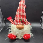 Jingle Bell Lane Wood Face Christmas Gnome Shelf Sitter Medium Red Check Hat. Fixed Price $17.99.