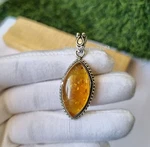 Beautiful Amber Gemstone Pendant 925 Sterling Silver Free Shipping Item PG5224. Fixed Price $18.33.