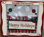 Ceramic Wall Hanging Plaid Happy Holidays Christmas Real Home 16" Long New. Fixed Price $19.50.